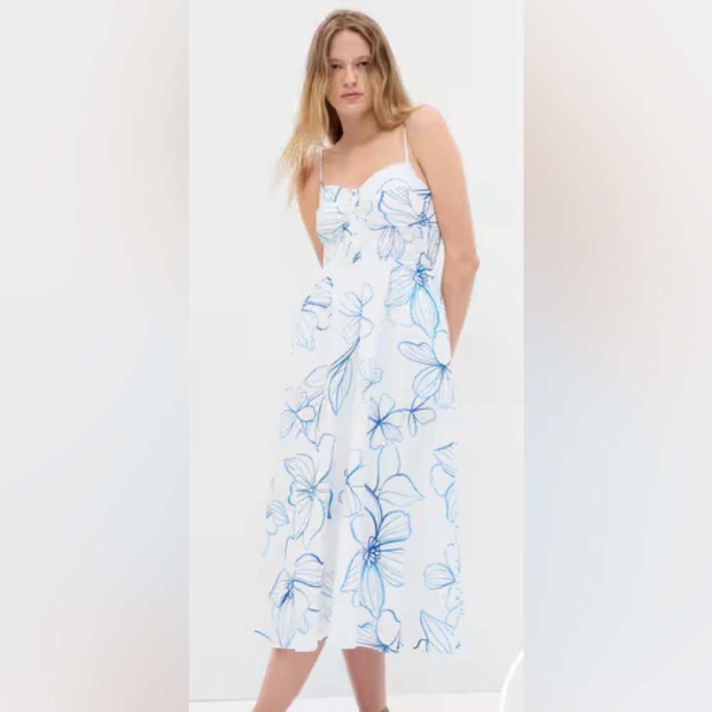 GAP Floral Print Fit & Flare Dress
